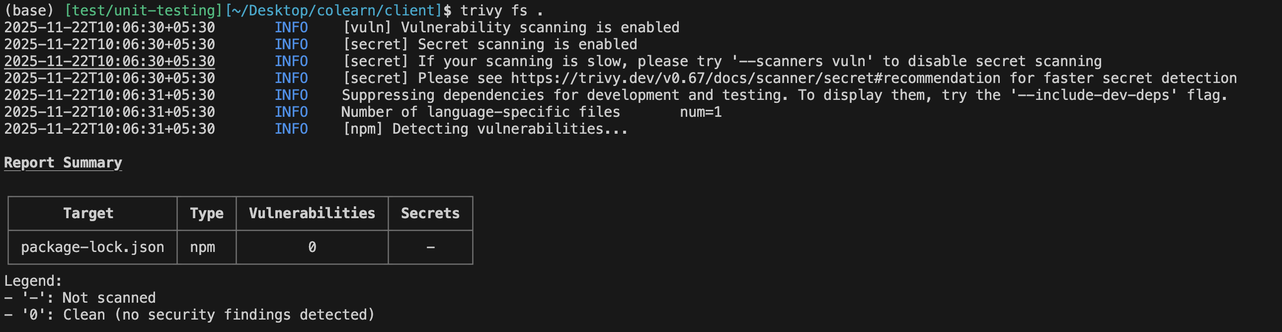 Trivy Scan Report Client