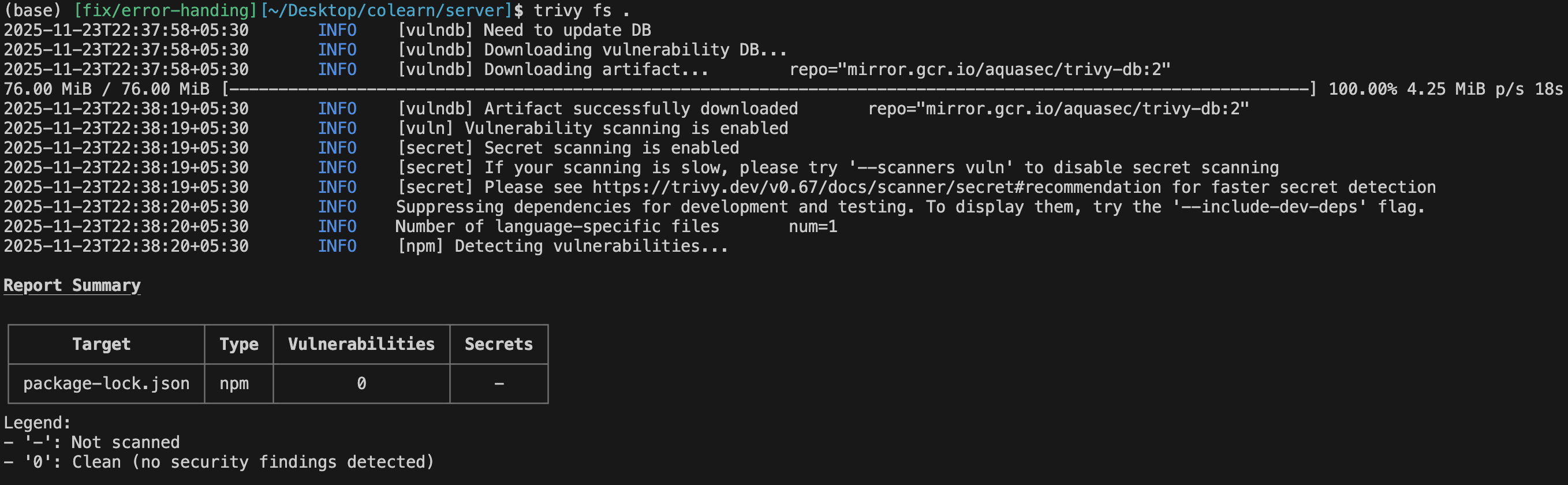 Trivy Scan Report Server
